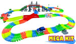 MEGA Twisting Glow In the Dark Light Up Race Car Tracks -  MEGA Set