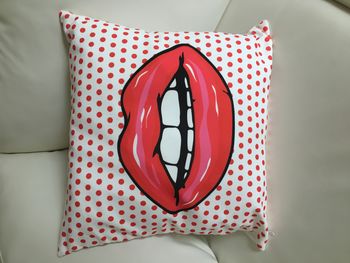 Throw Pillow Cover Red Lips Digital Print 17" X 17" - Sofa Cushion Pillow Case