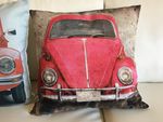 Throw Pillow Cover Volkswagen Bug Red Digital Print 17" X 17" - Sofa Cushion Pillow Case