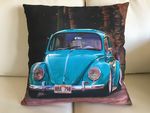 Throw Pillow Cover Volkswagen Bug Blue Digital Print 17" X 17" - Sofa Cushion Pillow Case