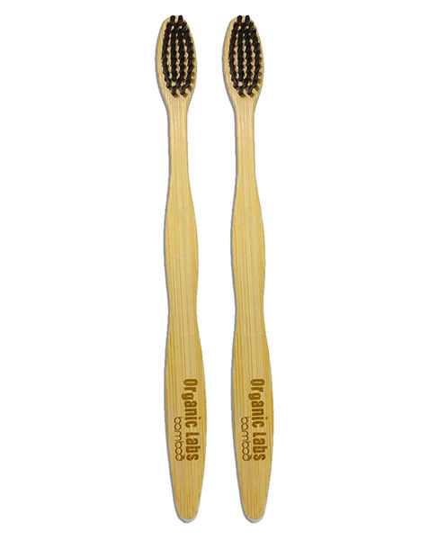 Natural Bamboo Charcoal Toothbrush - 100% Organic, Biodegradable and Eco-Friendly Toothbrush with Extra Slim Soft BPA-Free Bristles - 2pc Set