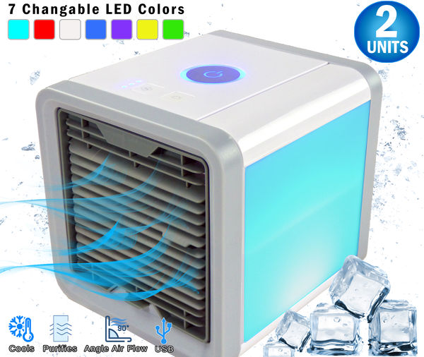 2  - New Pro Polar Personal Space Evaporative Air Conditioner Cooler, Humidifier & Fan (4-1) - For Bedroom, Desktop & Office - Movable Vents