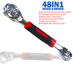Universal Hand Wrench 48 Tools in One Socket Ratchet - 360 Degree Rotating Head Works Any Size Standard or Metric