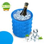 ICE Cube Maker Genie - 3 In 1 -  Space Saving Silicone Ice Cube Maker, Ice Bucket & Beverage Holder - Hold Up To 120 ice cubes - Large  (5.2x5.6)