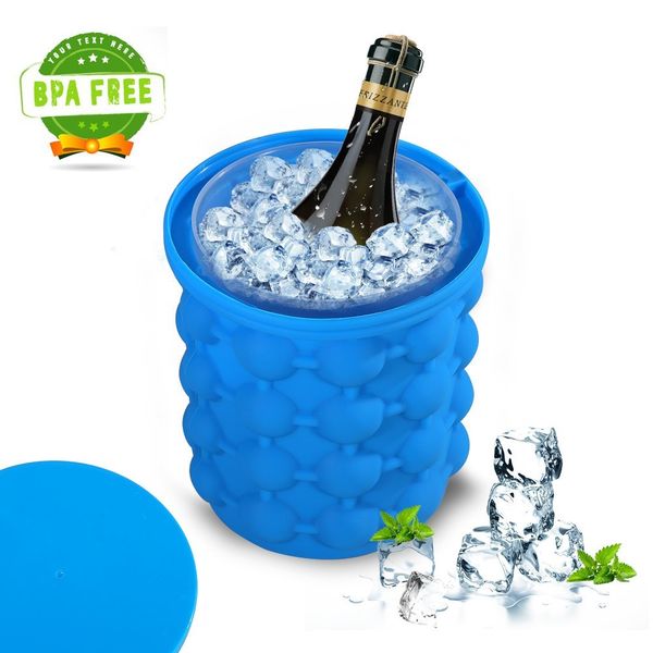 Large Ice Cube Maker Genie Silicone Wine Ice Bucket Big Ice Cube Tray Mold Cup