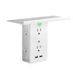 Wall Power Outlet Shelf - Electrical Socket Power Stand Holder - Space Saving, 6 Outlets & 2 USB Fast Charging Ports + Surge Protector