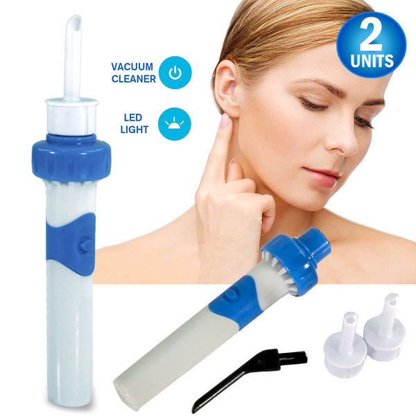 2 Ear Wax Vacuum Removal Kit - Easiest Ear Cleaner & Ear Wax Removal Tool - Soft Silicone, Automatic Earwax Remover