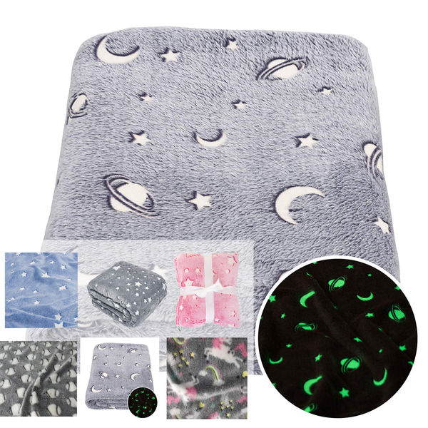 Premium Glow in The Dark Blanket - Plush Throw  Blanket 50 x 60 Inches, Super Soft Fleece Blanket