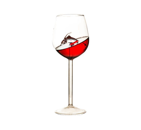 Dolphin Wine Glass  - Italian Red Wine Glass with 3D Dolphin Inside - Creative Goblet Crystal Clear Glass High-end Glass Flute Perfect for Homes/Bars/Party