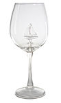 Sail Boat Wine Glass with 3D Sailboat and Nautical Anchor Design - Unique Sea-Themed Wine Stemware for Drinking Wine, Boating, and Sailing