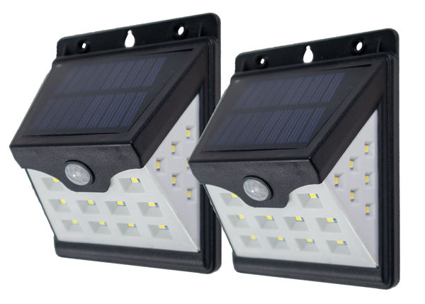 2pc - 22 LED Solar Motion Security Sensor Lights With Side LEDs - Wireless Waterproof Outdoor Light With Auto On/Off