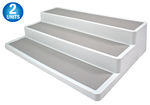 2PC - Non Slip 3 Tier Spice Rack Step Shelf Organizer - White - For Kitchen, Refrigerator, Pantry, Cabinet, Cupboards, Countertops & More