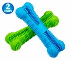 2PC Dog Toothbrush Chew Toy Bone - Pet Dental Teeth Brushing Cleaner Stick - Perfect For Pets Oral Care w/ Toothpaste Reservoir  - All Breed Of Puppy & Dogs