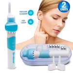 2 Ear Wax Vacuum Removal Deluxe Kit - Easiest Ear Cleaner & Ear Wax Removal Tool - Soft Silicone, Automatic Earwax Remover