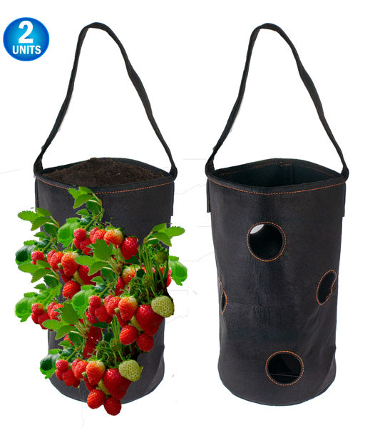 2 Vertical Garden Hanging Planter 7 Hole Bag for Strawberry & Bare Root Plants Felt Material