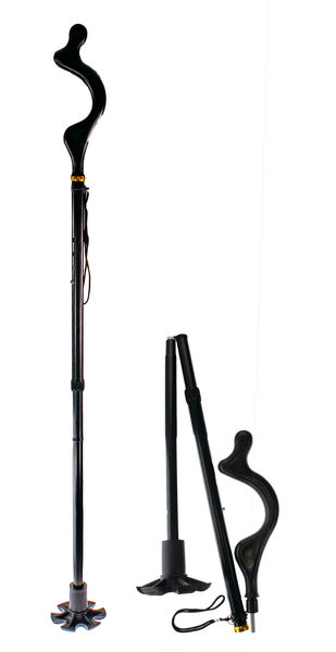 Posture Correction Walking Cane - Walking Stick For Upright Walking & Balance For Seniors - Lightweight, 10 Adjustable Heights, Ergonomic Comfort Grip, Portable, Folding, Self-Standing Mobility Aid For Stability Support