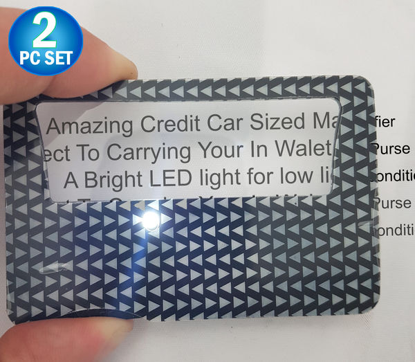 6 Credit Card Sized Illuminated 3x Reading Magnifier Lens - Wallet Sized Reader