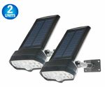 2 Solar Powered Motion Security Sensing Spotlight & Floodlight - Always On - Outdoor IP66 Waterproof,  360°Rotatable 1400LM Warm Bright White 17 LED Floodlight