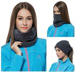 Neck Warmer Winter Double Layer Neck Gaiter - Soft Fleece Circle Loop Scarf Multi 20 in 1 Tube Headwear Face Covering- Ski Bandana Hat Scarf Face Covering