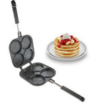 Pancake Pan Maker - Double Sided Nonstick Maker with 4 Small Decorative Mould Designs for Perfect Eggs, French Toast, Omelette, Flip Jack, and Crepes