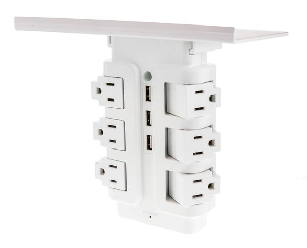 Swivel Power Outlet Charging Tower Station Shelf - 6 Spin Rotating Wall Charger Ports + 3 Fast Charging USB - Electrical Socket Power Stand Holder - Space Saving + Surge Protector - for Bathroom Home Office Bedroom