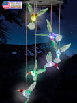 Hummingbird Solar Wind Chime LED RGB Color Changing Hanging Lights - Outdoor Solar Garden Decorative Lights for Walkway Pathway Backyard Christmas Decoration Parties