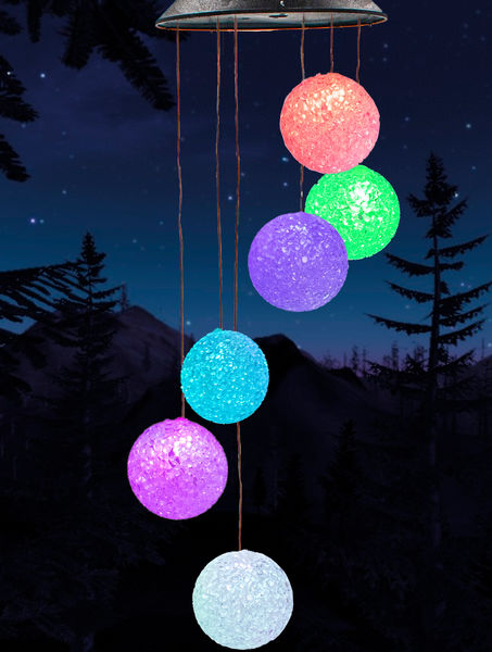 Glow Globes Solar Wind Chime LED RGB Color Changing Hanging Lights - Outdoor Solar Garden Decorative Lights for Walkway Pathway Backyard Christmas Decoration Parties