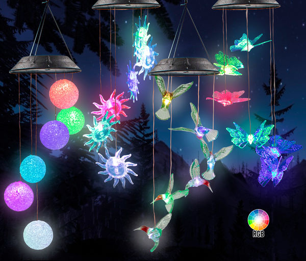 Solar Hanging Wind Chime LED RGB Color Changing Hanging Lights - Outdoor Solar Garden Decorative Lights for Walkway Pathway Backyard Christmas Decoration Parties