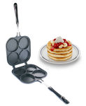 Perfect Small Bake & Serve Double Sided Pancake Maker Pan - 4 Round Designs For Eggs, French Toast, Omelette, Flip Jack & Crepes Pan