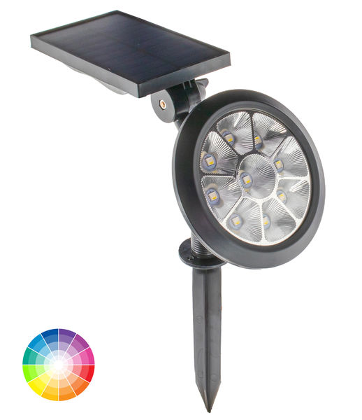 Solar Powered RGB Color Spotlight LED Lights - Color Changing Ground Lights  - 7 Color Changes Outdoor/Indoor Waterproof Garden Landscape Yard Lights