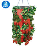 2 Vertical Strawberry & Herb Gardening Grow Bag Planter - Upside Down Herb Planter