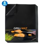 8PC Heavy Duty BBQ Non Stick Grill Mats -  Barbecue Grill & Baking Mats - Reusable, Reversible, Easy to Clean Barbecue Grilling Accessory - Works On Gas Charcoal & Electric