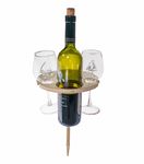 Portable Outdoor Wine Table With Bottle Holder - Collapsible Foldable Mini Wooden Wine Glass Rack & Snack Holder Caddy