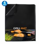 4PC Heavy Duty BBQ Non Stick Grill Mats -  Barbecue Grill & Baking Mats - Reusable, Reversible, Easy to Clean Barbecue Grilling Accessory - Works On Gas Charcoal & Electric