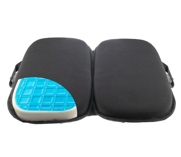 Folding Gel Seat Cushion & Ergonomic Coccyx Orthopedic Lumbar Support Tailbone Travel Pillow - Portable 3 in 1 - Cooling Gel Memory Foam - Pain-Relieving Expandable Cushion Seat Gel w/ Handles