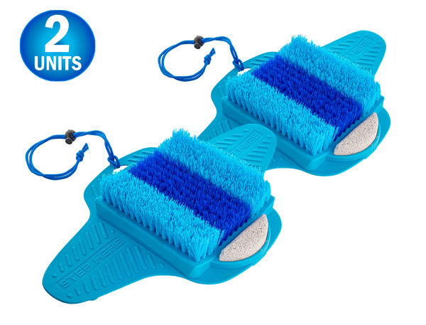 2 Shower Foot Scrubber Cleaner With Pumice Stone - Non Slip Suction Cup - Smooths, Exfoliates & Massages your Feet Without Bending in the Shower or Bathtub