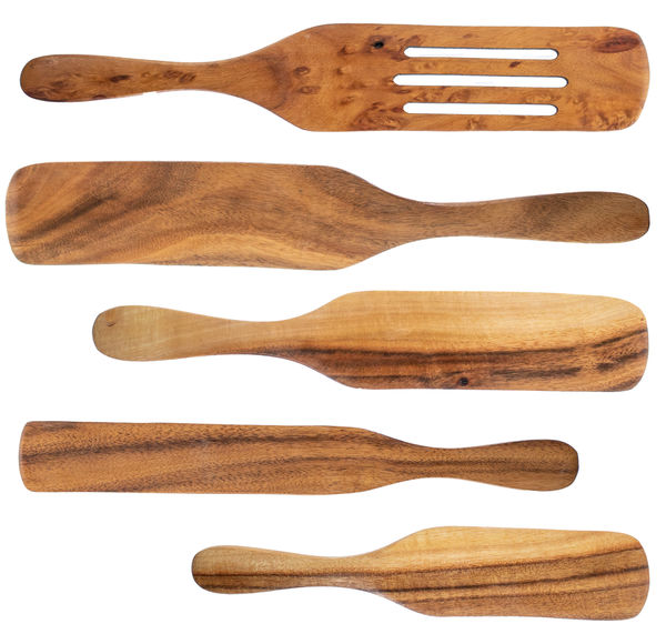 5pc Natural Teak Wood Spurtle Spoon Utensil Set - Ergonomic, Heat-Resistant Wooden Kitchen Spatulas - Scratch-Free for Stirring, Serving, Scraping, Mixing - Eco Multi-Purpose & Easy-to-Clean Kitchen Tool & Cookware Essential - As Seen on TV