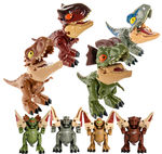 4pc 2 in 1 Dinosaur Robot Transforming Toy - Dinosaur Robot with Movable Limbs, Tail and Mouth, Jurassic Dino Action Figure T-Rex Velociraptor Carnotaurus Dilophosaurus