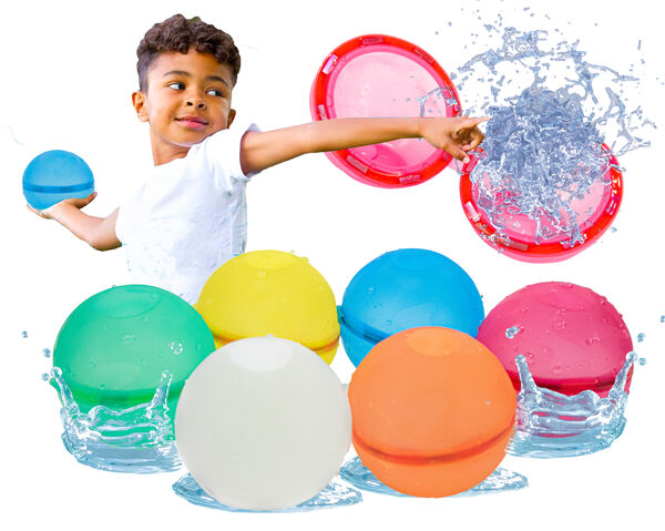 6 Super Reusable Water Balloons - Self Tying Sealing - Rapid Filling Auto Water Balloon  - Safe, Soft, Fun & Reusable Waterballoon