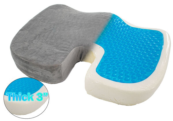 Memory Foam Cooling Gel Seat Cushion -  Gel Enhanced Orthopedic Contour Coccyx Cushion - Non Slip Cradle & Support Your Body & Tailbone  - Office Chair Car Seat Cushion