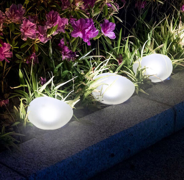 Solar Rock Pathway LED Lights - Waterproof Cobblestone Shape Garden, Stair Yard Decor - Cool White Pave Stone Markers - Durable and Energy Efficient