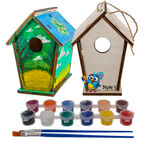 DIY Wood Birdhouse Kit - Easy To Paint & Build Your Own Homemade Bird House - Arts and Crafts for Kids - Includes Paints and Brushes
