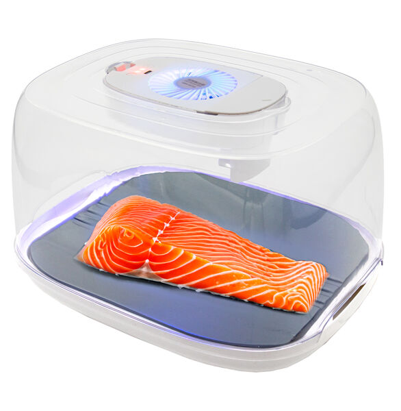 Electric Meat Defrosting Tray Canister - New 3 in 1 Quick Thawing UV Light, Fan & Nutrient Retaining Atomizer - Portable USB Rechargeable, Fast 360° Uniform Defrost, Large Capacity, Easy-to-Clean, Durable Aluminum Design