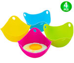 Egg Poacher Silicone Cup 4pc Set - Microwave & Stovetop Boiler Safe for Perfect Poached Eggs -  Poaching Pan, Steamer, & Boiler Floating Insert Cooking Pods