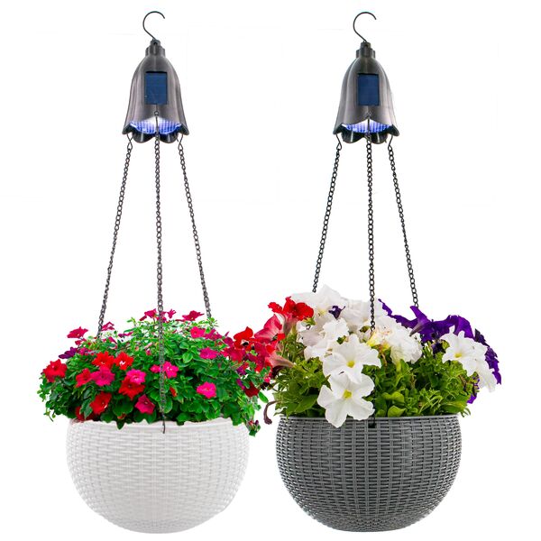 Solar Hanging Planter with LED Light - Self-Watering, Anti Rot, Sturdy Plastic,  Weather Resistant - Hanging Plant Basket  Perfect for Indoor/Outdoor