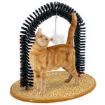 Perfect Cat Self Grooming Arch Toy & Post with Cat Mouse Toy, Bristles, Scratch Pad and Catnip - For Scratching, Brushing, and Massaging - Prevents Furniture Damage & Promotes Healthier Indoor Cats, Play, & Stress Relief.