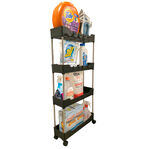 Slim Rolling Storage Cart w/ 4 Tiers - Narrow Slide Out Shelving Utility Cart - Mobile & Modular Pull Out Storage Solution for Laundry, Bathroom, Kitchen & Between Washer and Dryer