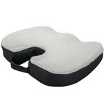 Ergonomic Memory Foam Seat Cushion w/ Plush Fleece Sherpa Top, Non Slip Bottom, & Travel Friendly Carrying Handle - Office, Wheelchair Chair, Car Seat Cushion