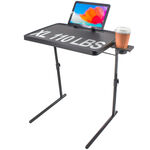 Adjustable TV Tray Table - Folding, Portable, & Sturdy w/ Rotating Cup Holder & Tablet Book Stand - Tray Table For Laptop, Eating, Drawing, & Snacks
