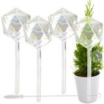 Automatic Self Watering Glass Plant Iridescent Diamond Globes - Drip Irrigation Ideal for Vacation Plant Care, Indoor/Outdoor Potted Flowers, Herbs, Houseplants - 9 6-7 oz 4pc Set